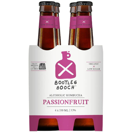 Bootleg Booch - Alcoholic Kombucha - Passionfruit (4pk) | Harris Farm Online