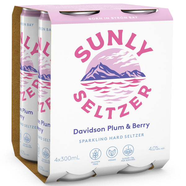Sunly Seltzer Davidson Plum and Berry Sparkling Hard Seltzer 4pk | Harris Farm Online