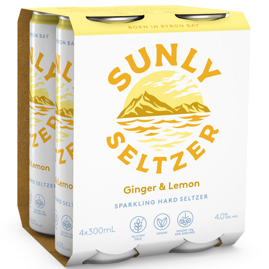 Sunly Seltzer Ginger and Lemon Cans | Harris Farm Online