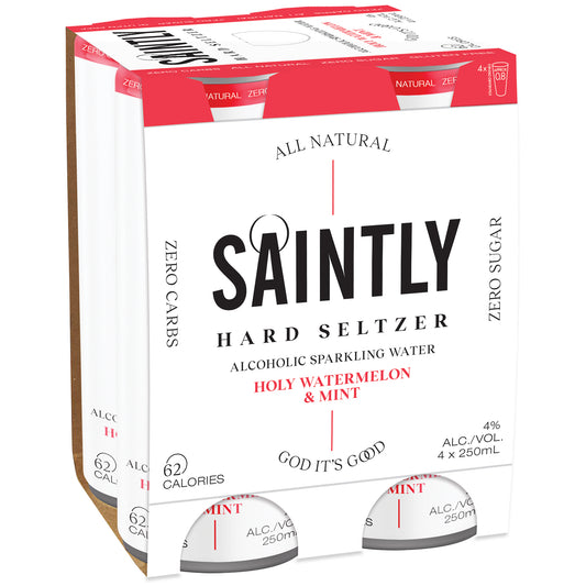 Saintly Seltzer Holy Watermelon and Mint 4pk | Harris Farm Online