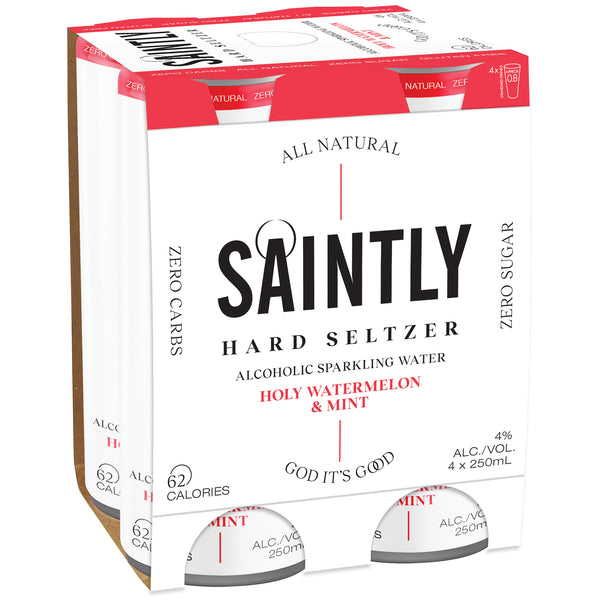 Saintly Seltzer Holy Watermelon and Mint 4pk | Harris Farm Online