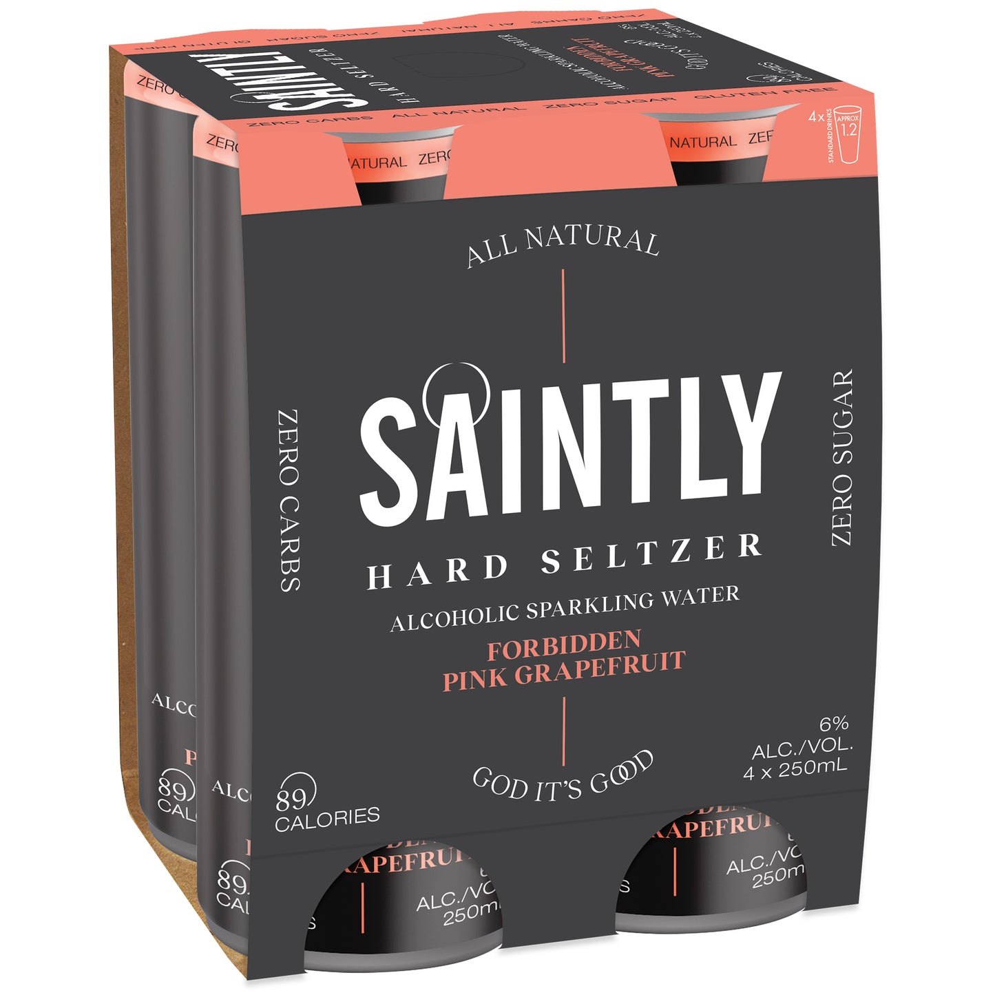 Saintly Seltzer Forbidden Pink Grapefruit 4pk | Harris Farm Online
