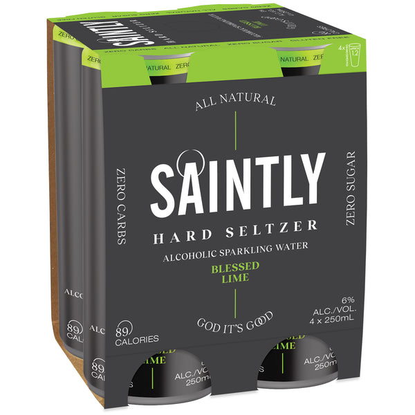 Saintly Seltzer Blessed Lime 4pk | Harris Farm Online