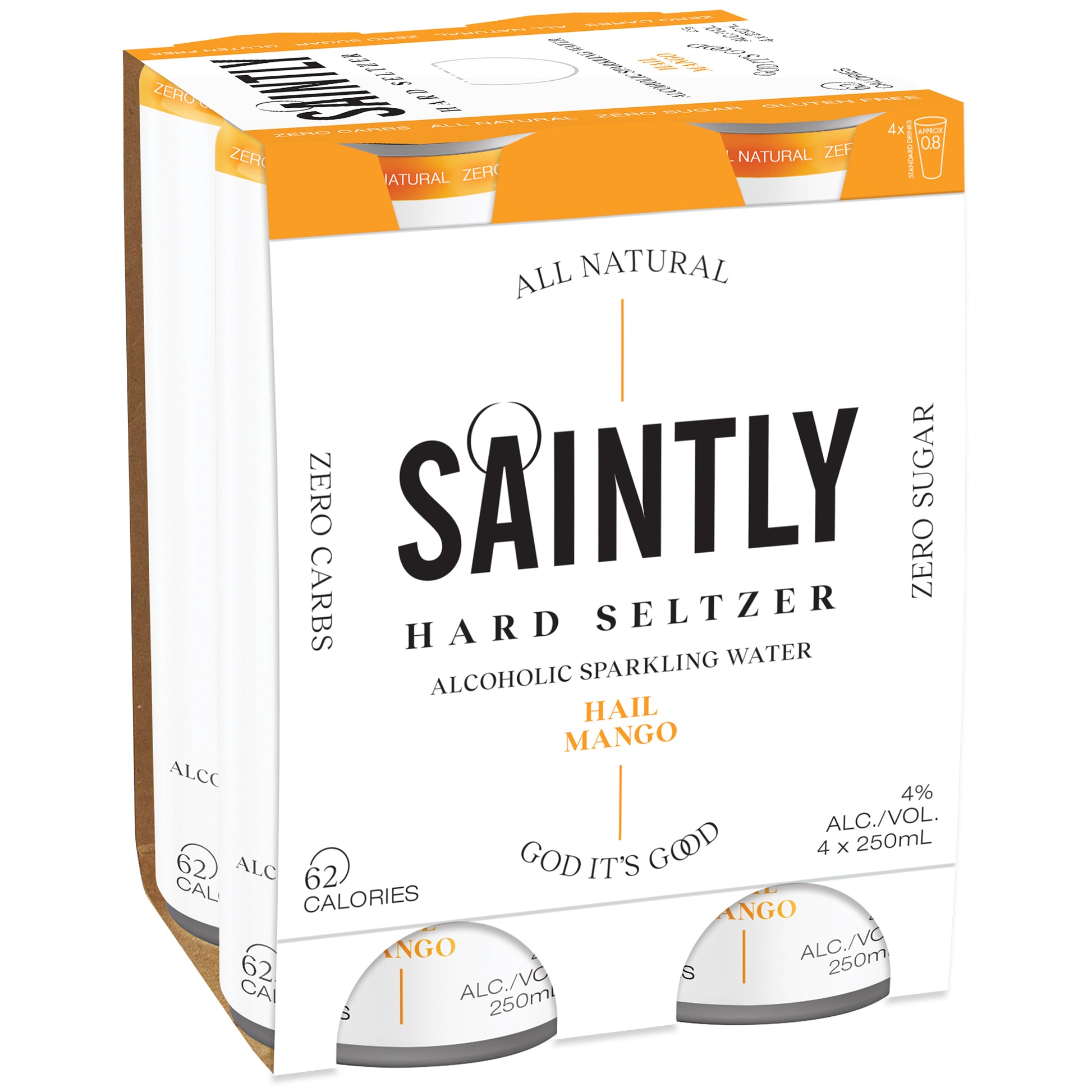 Saintly Seltzer Hail Mango 4pk | Harris Farm Online