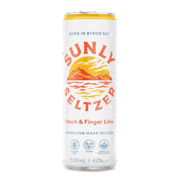 Sunly Seltzer Peach and Finger Lime 4 x 330ml | Harris Farm Online