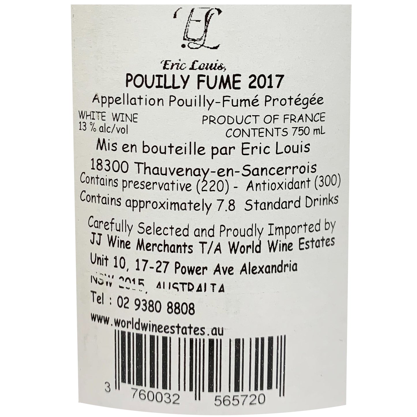 Eric Louis Pouilly Fume Loire Valley France 750ml