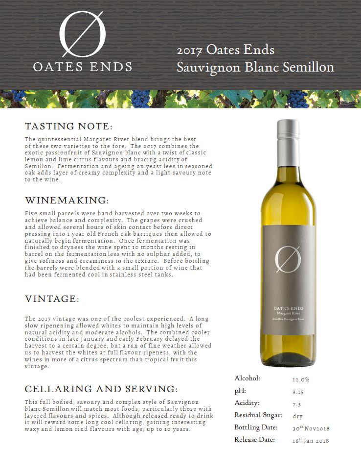 Oates Ends - Sauvignon Blanc Semillon - Margaret River, WA | Harris Farm Online