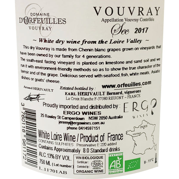 Domaine - D'Orfeuilles Vouvray - Organic Sec - Loire Valley, France | Harris Farm Online