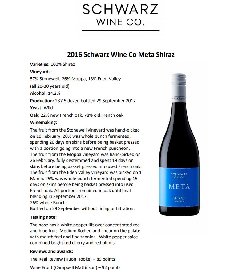 Schwarz Wine Co - Shiraz - Meta (Case Sale) | Harris Farm Online