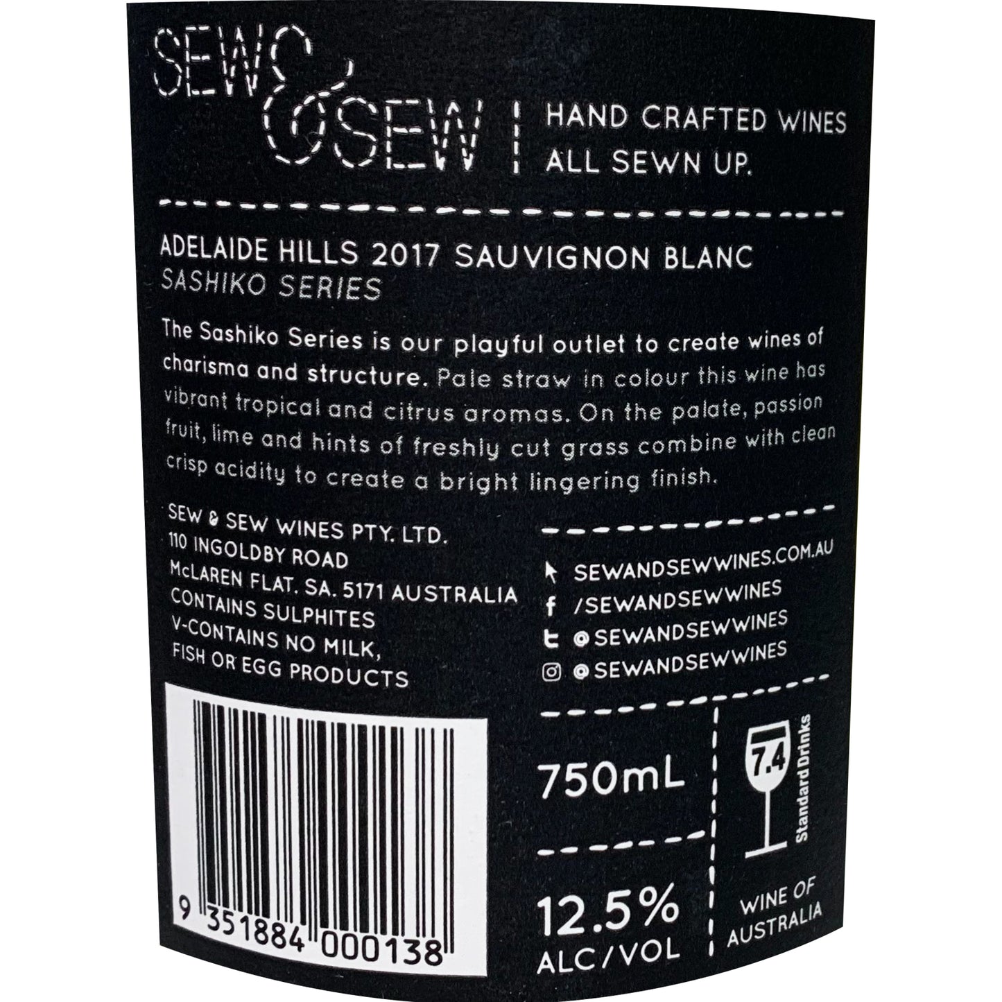 Sew & Sew - Sauvignon Blanc - Sashiko - Adelaide Hills, SA | Harris Farm Online