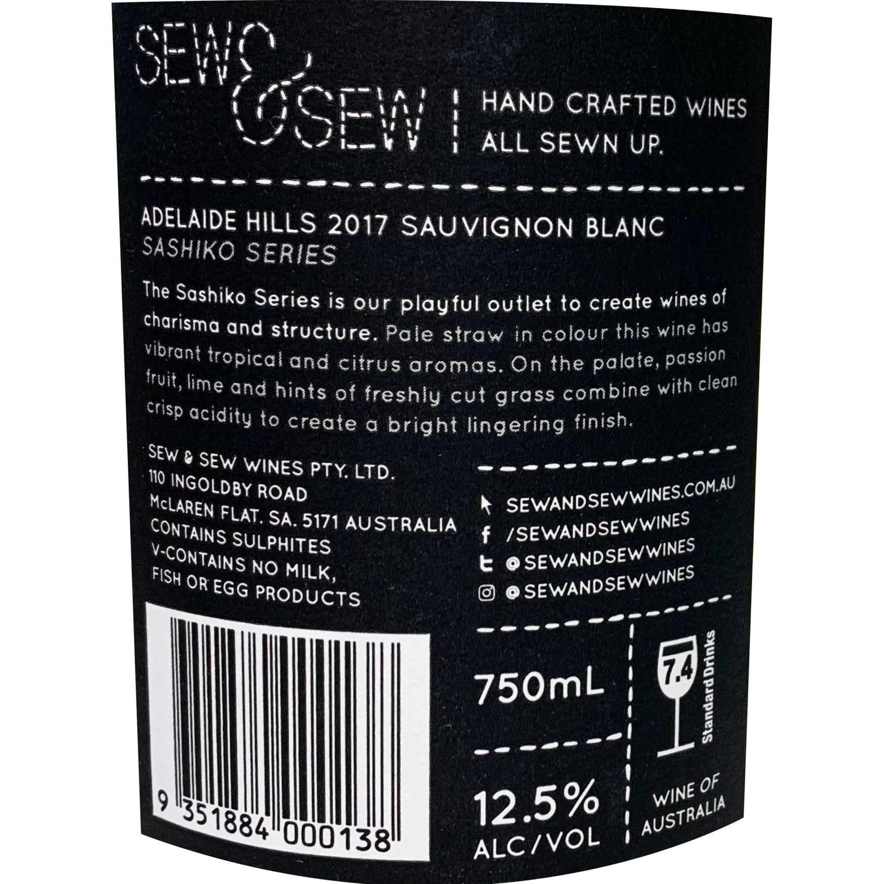 Sew & Sew - Sauvignon Blanc - Sashiko - Adelaide Hills, SA | Harris Farm Online