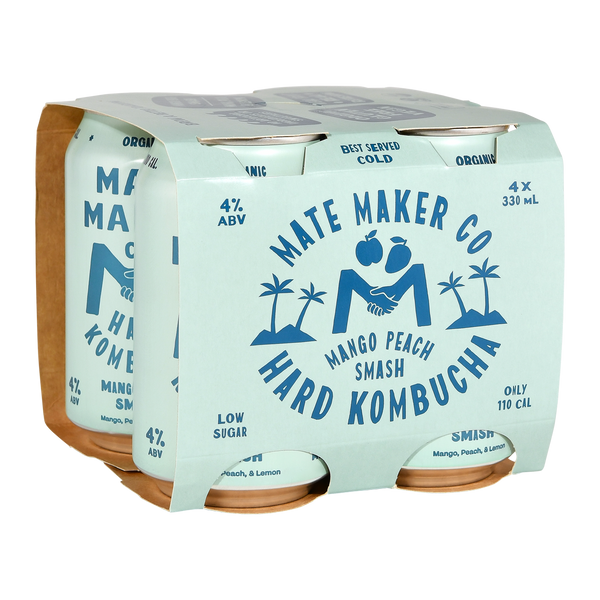 Mate Maker Hard Kombucha Mango Peach 4 x 330ml