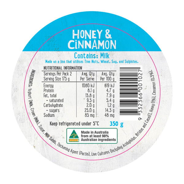 Harris Farm Yoghurt Honey and Cinnamon 350g | Harris Farm Online