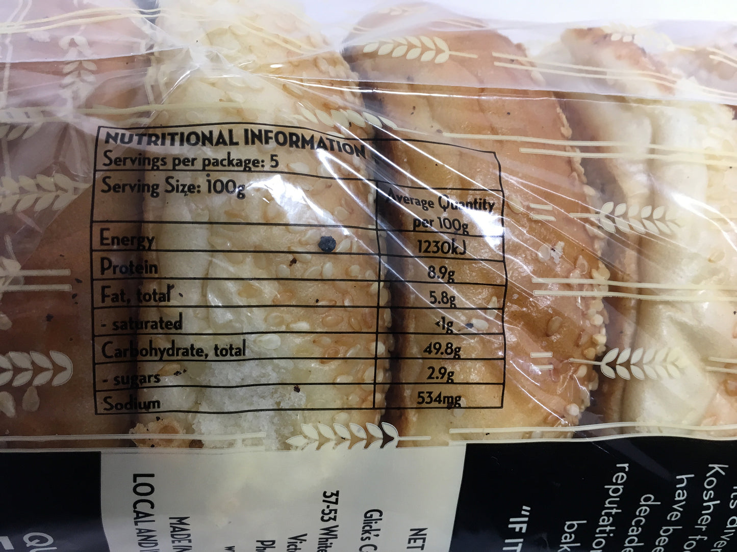 Glicks Sesame Seed Bagels x5