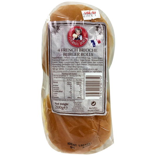 La Fournee Doree - Bread 4 French Brioche - Burger Rolls (4 Rolls, 200g)