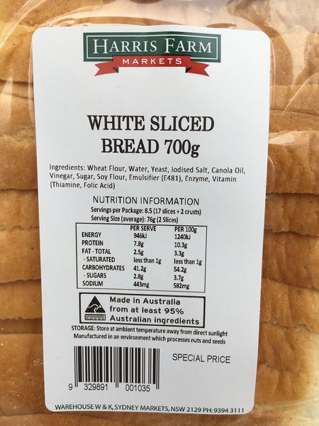 Harris Farm Sliced Bread White | Harris Farm Online