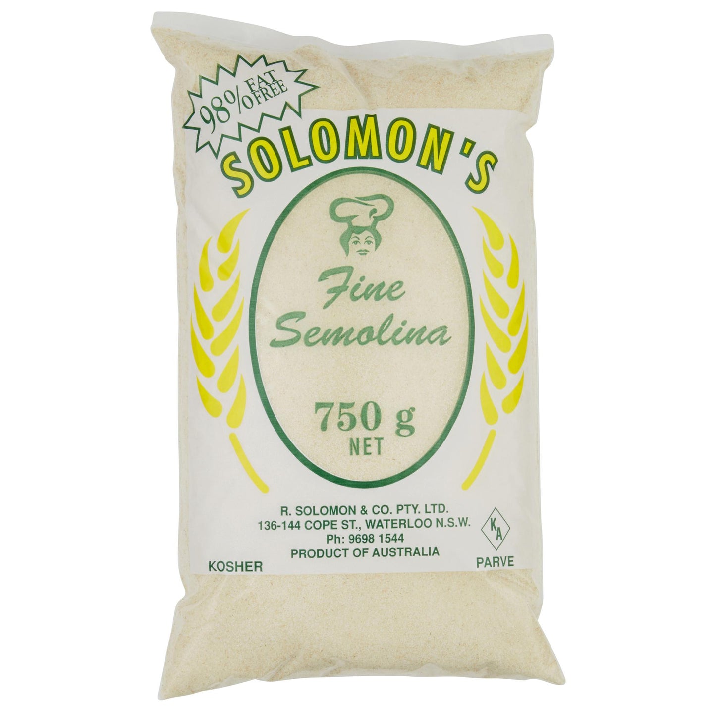 Solomon Semolina Fine 750g , Grocery-Grains - HFM, Harris Farm Markets
 - 1