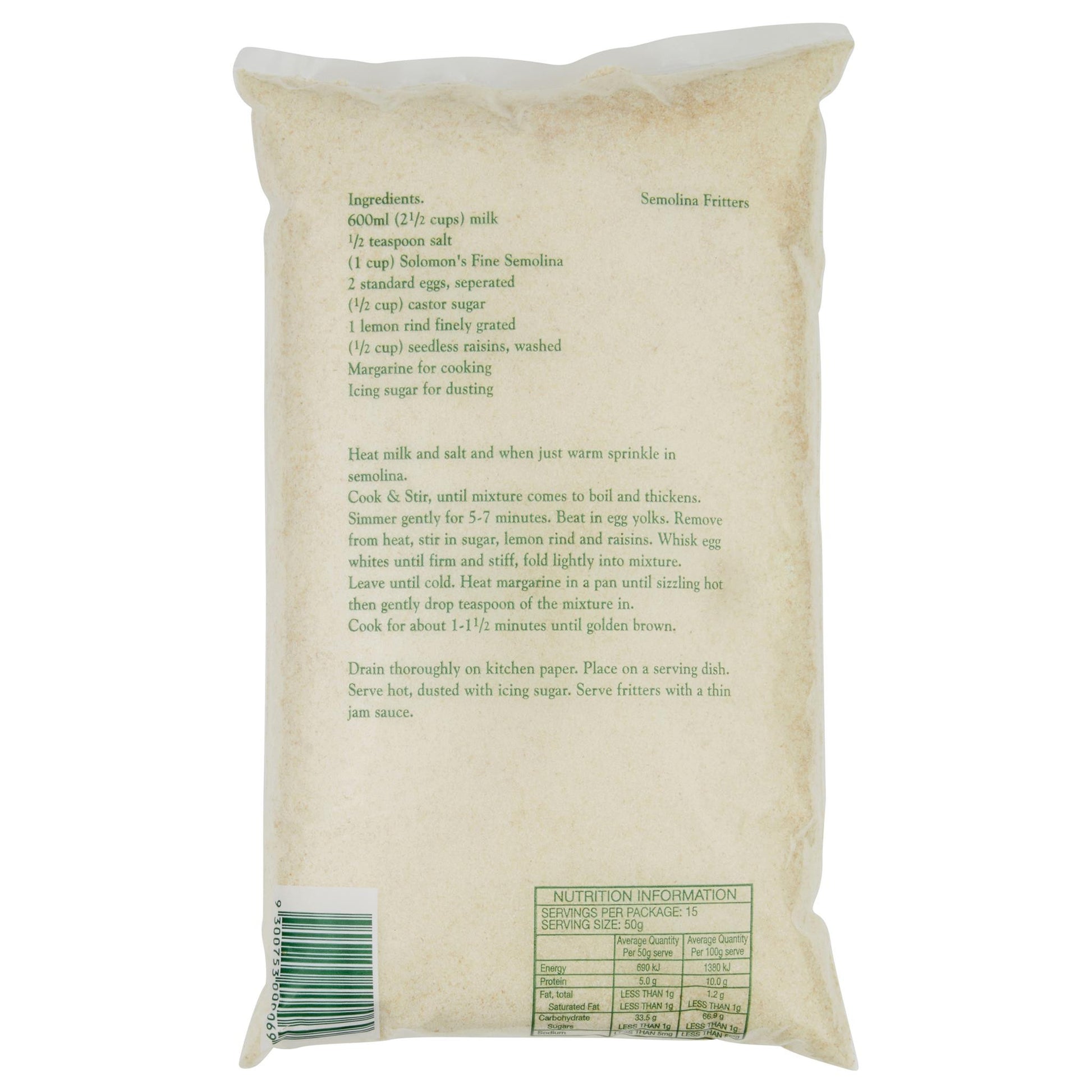 Solomon Semolina Fine 750g , Grocery-Grains - HFM, Harris Farm Markets
 - 2