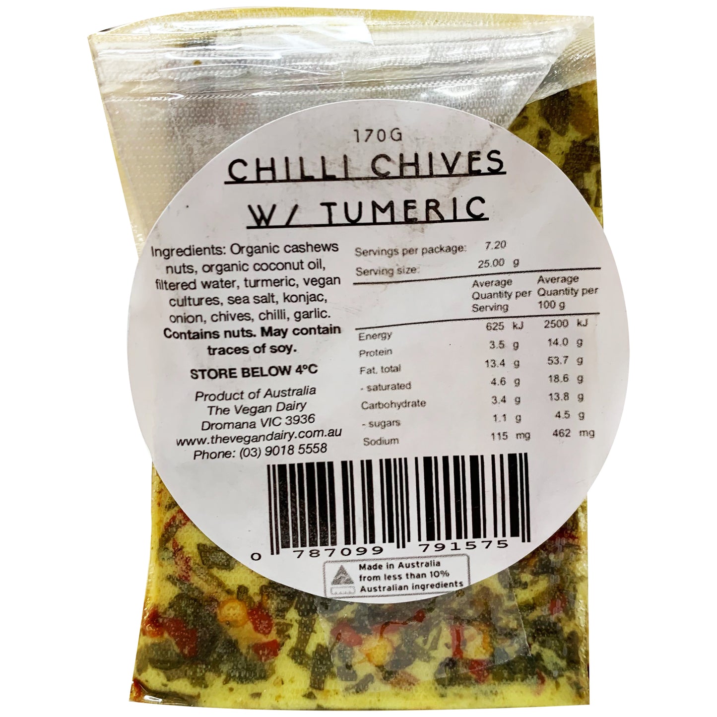 The Vegan Dairy Chilli Chives with Tumeric Cashew Cheese 150g