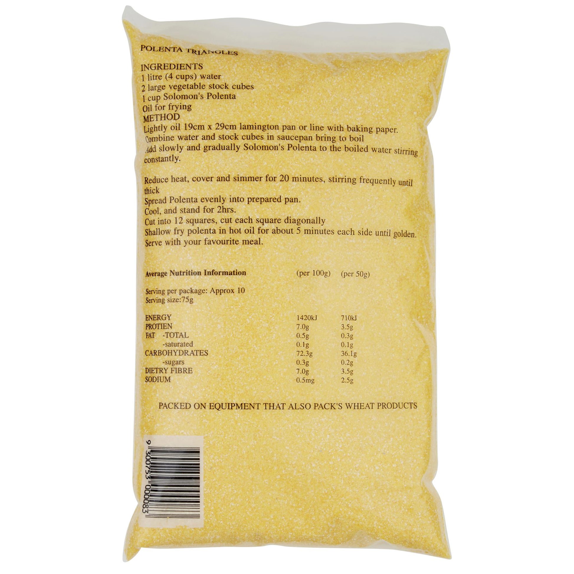 Solomon Polenta Coarse 750g , Grocery-Grains - HFM, Harris Farm Markets
 - 2