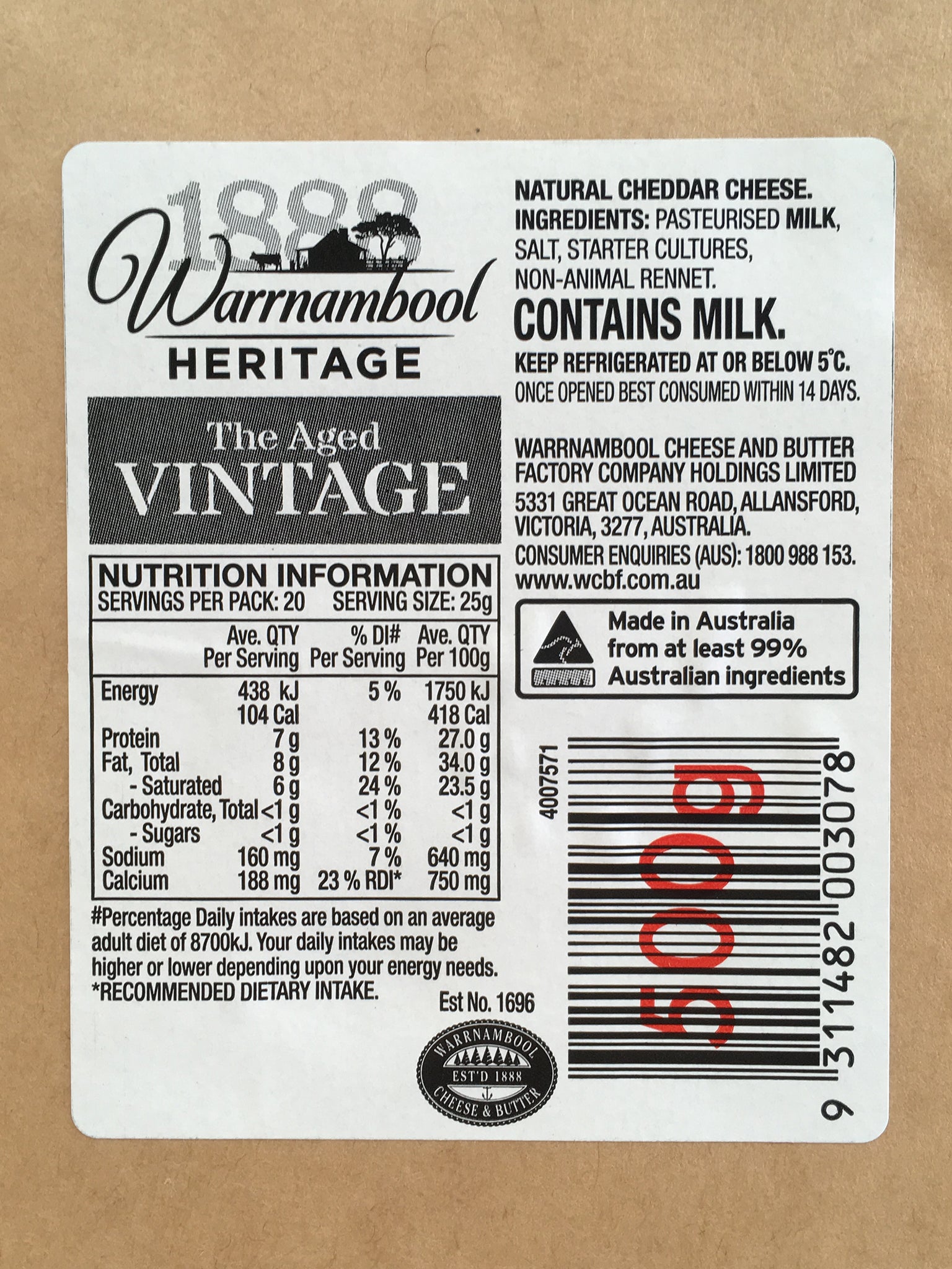 Warrnambool Vintage - Cheddar - The Aged Vintage | Harris Farm Online