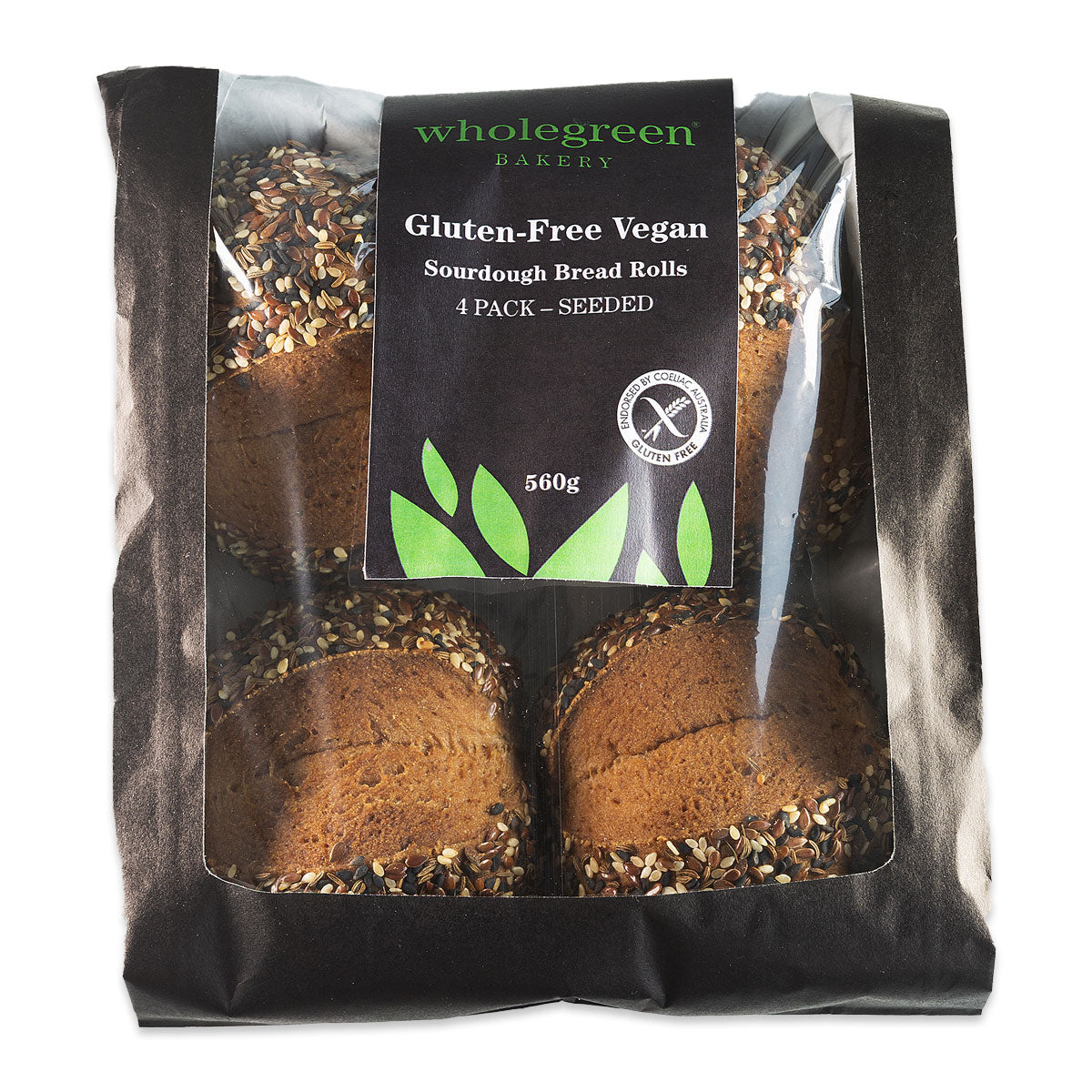 Wholegreen Bakery Gluten Free Vegan Seeded Sourdough Roll 4x140g | Harris Farm Online