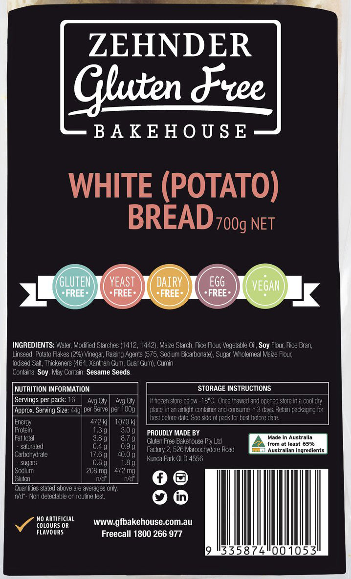 Gluten Free Bakehouse White Potato Loaf 700g