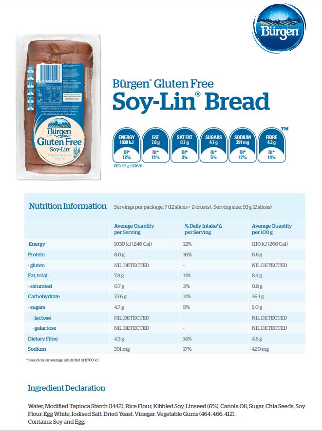 Burgen - Bread Soy Linseed - Gluten Free (500g)
