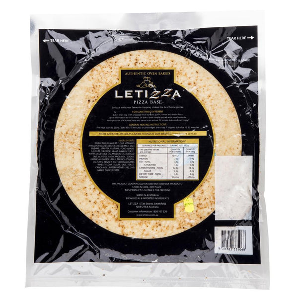 Letizza Authentic Oven Baked Pizza Base 335g , Z-Bakery - HFM, Harris Farm Markets
 - 2