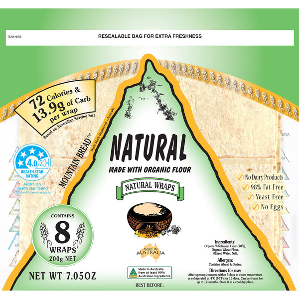 Mountain Bread Natural Wraps Organic Flour | Harris Farm Online