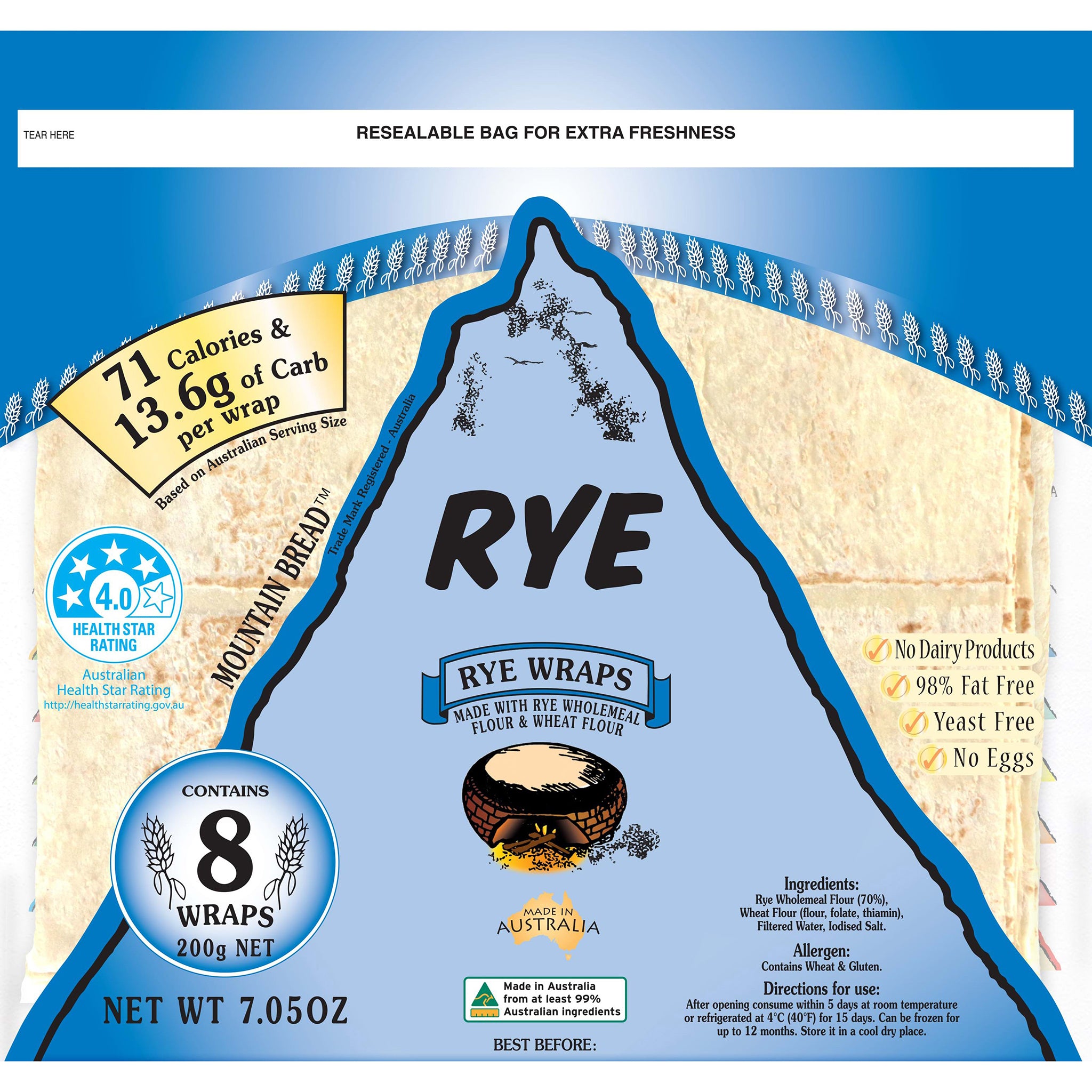 Buy premium quality Mountain Bread - Rye Wraps from Harris Farm Online ...