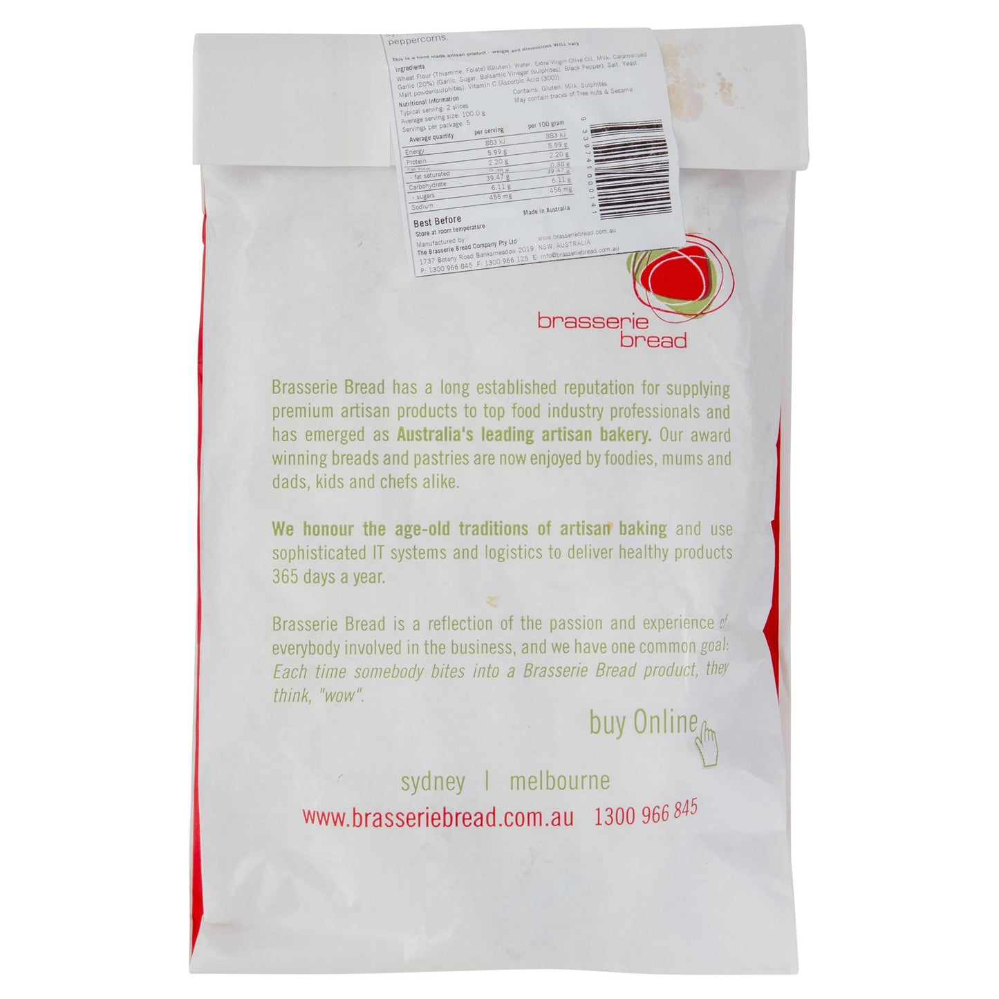 Brasserie Garlic Bread 585g , Z-Bakery - HFM, Harris Farm Markets
 - 2
