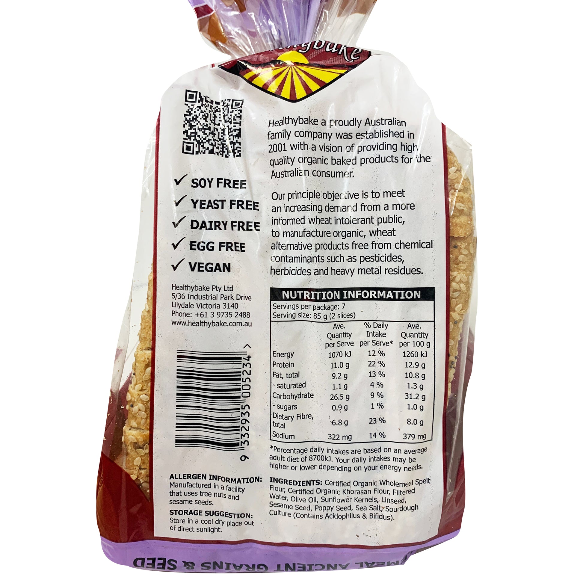 Healthybake Wholemeal Ancient Grains and Seed Organic Sourdough | Harris Farm Online