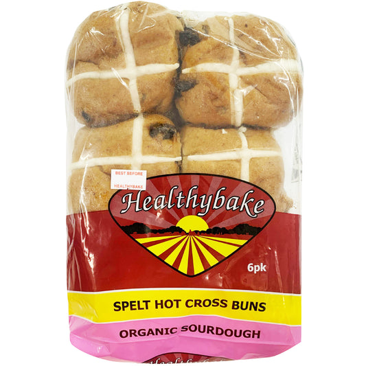 Healthybake Spelt Hot Cross Buns Organic Sourdough | Harris Farm Online