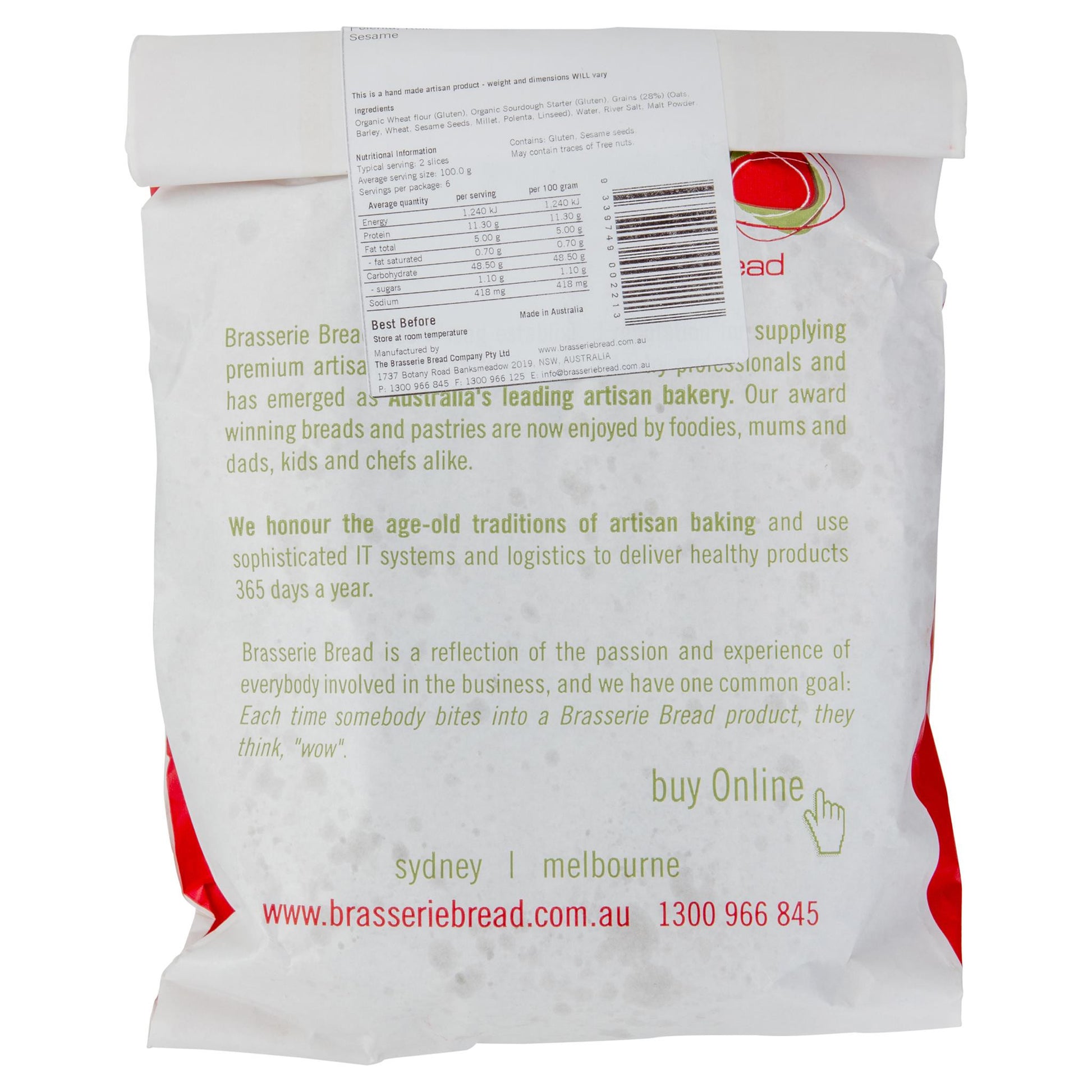 Brasserie Harvest Grain Loaf 680g , Z-Bakery - HFM, Harris Farm Markets
 - 2