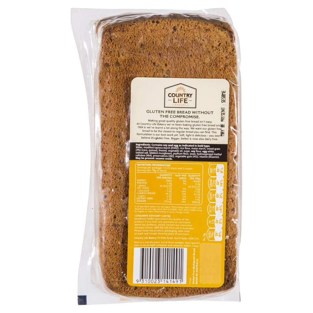 Country Life Bakery Gluten & Dairy Free Multigrain Bread 580g , Z-Bakery - HFM, Harris Farm Markets
 - 2