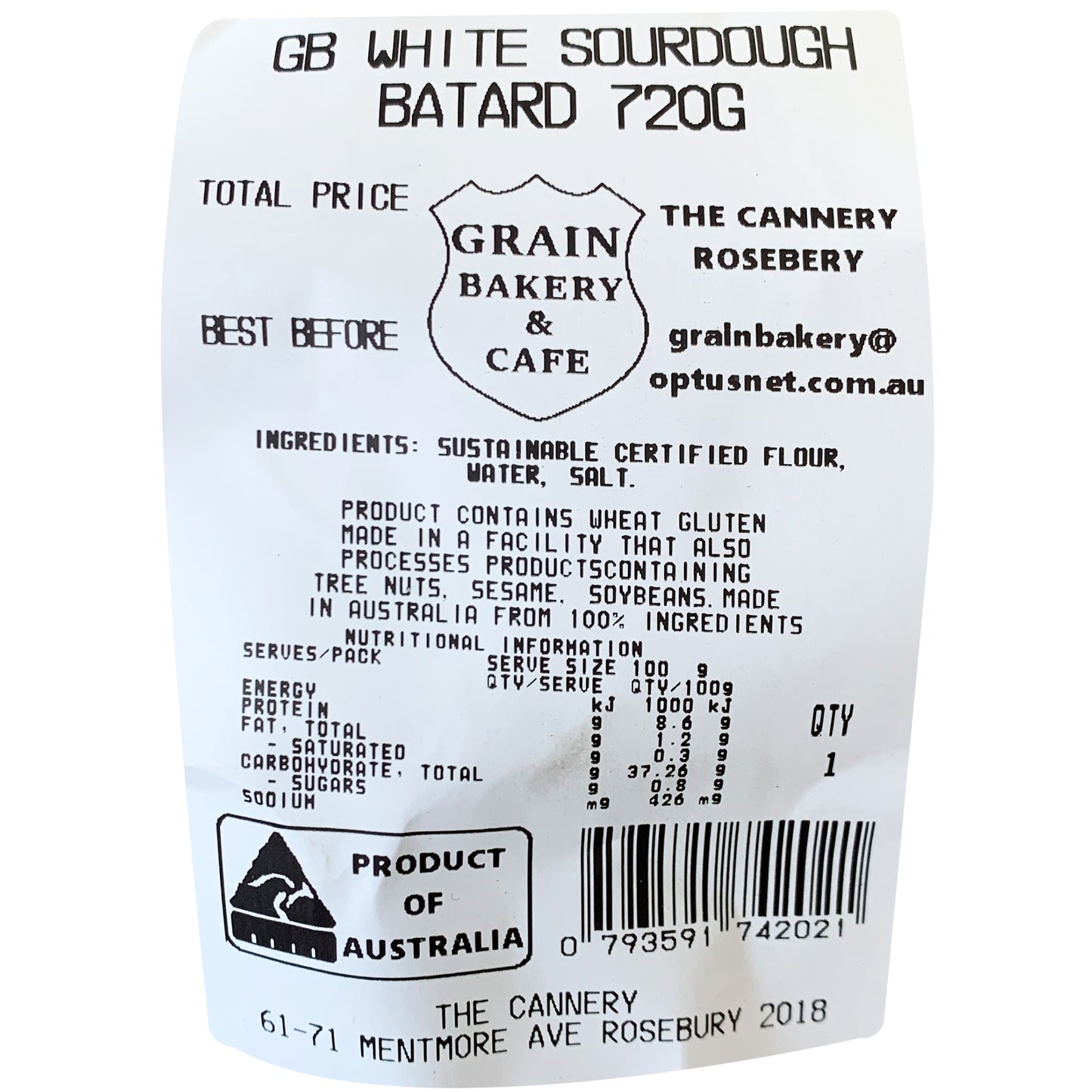 Grain Bakery White Sourdough Batard | Harris Farm Online
