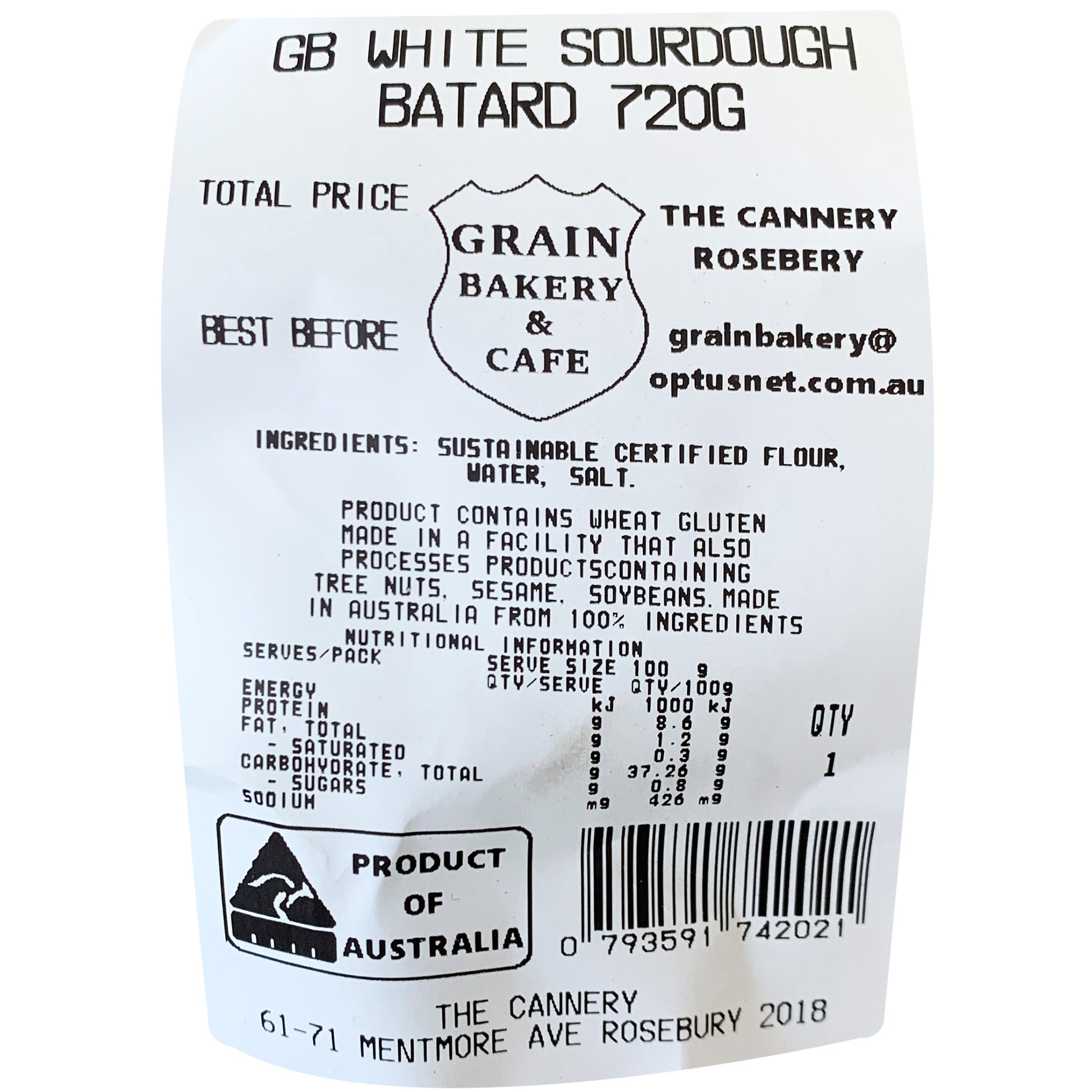 Grain Bakery White Sourdough Batard | Harris Farm Online