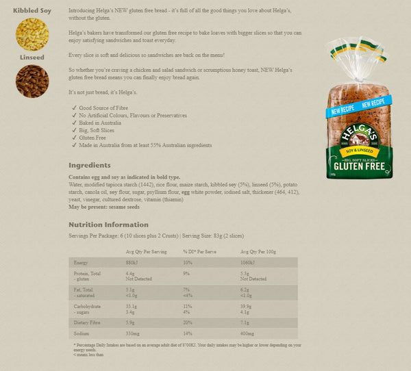 Helga's Gluten Free Soy and Linseed 500g