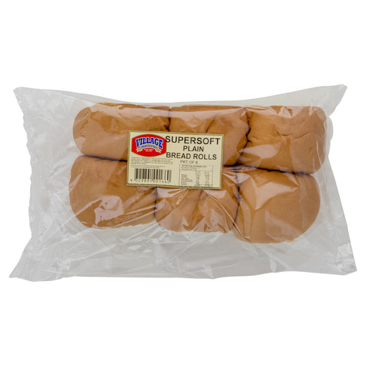 Village Bakery Cafe Supersoft Plain Bread Rolls 6pk , Z-Bakery - HFM, Harris Farm Markets
