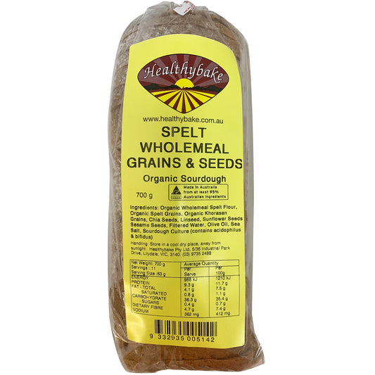 Healthybake - Bread Spelt Wholemeal Grains & Seeds - Organic Sourdough | Harris Farm Online