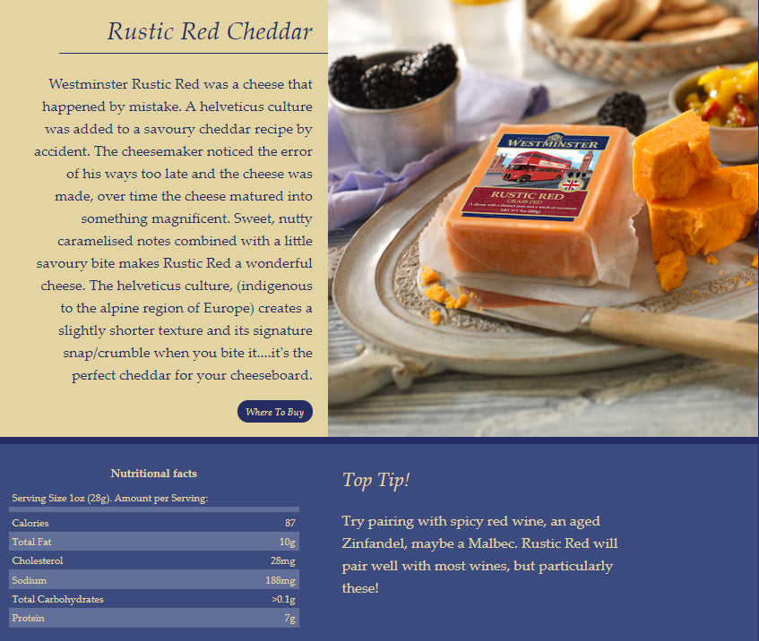 Rustic Cheddar Ralphs Buy premium quality Westminster - Rustic Red Cheddar from Harris Farm ...
