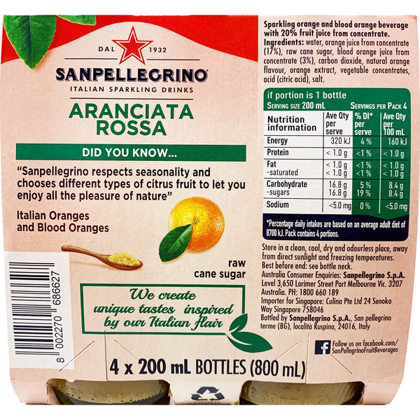 San Pellegrino Aranciata Rossa 4 x 200ml