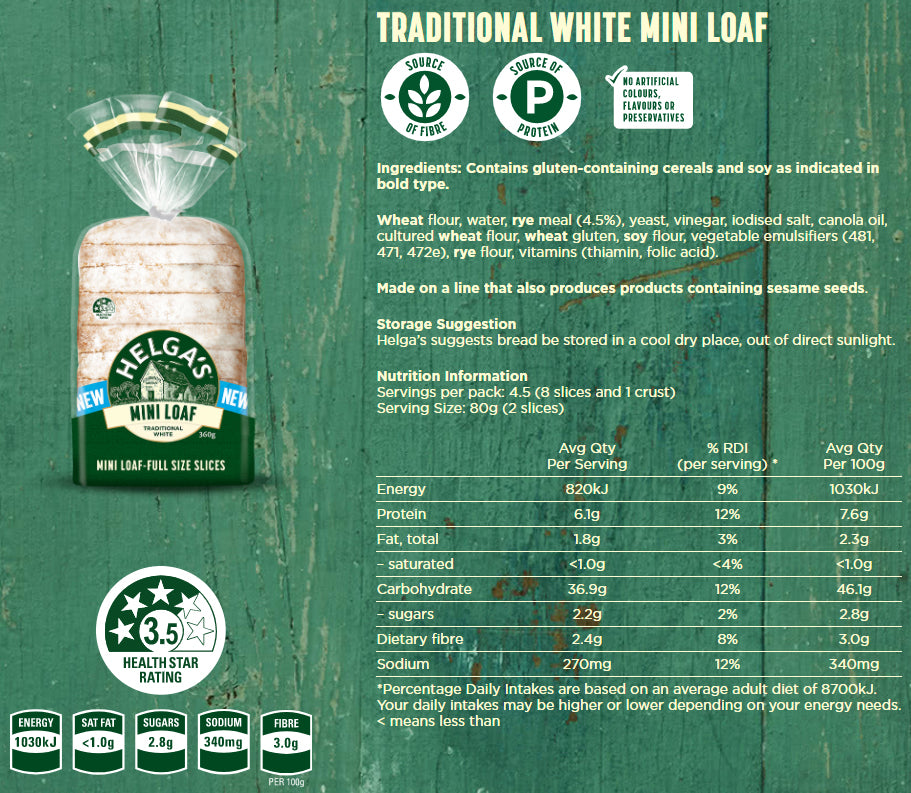 Helga's Traditional White Mini Loaf | Harris Farm Online