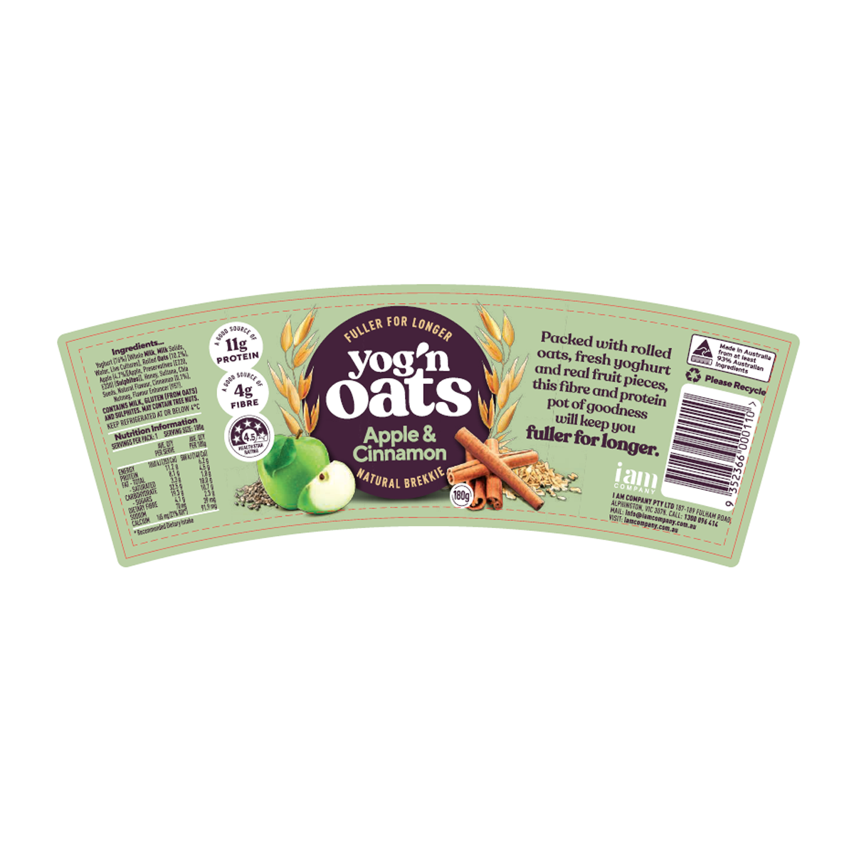 Yog'n Oats Apple Cinnamon 180g