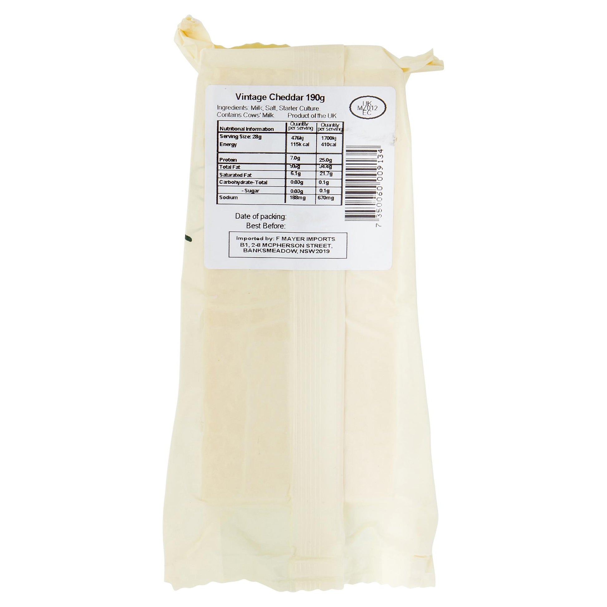 Cheddar Barber's 1833 Vintage Reserve 190g , Frdg1-Cheese - HFM, Harris Farm Markets
 - 2