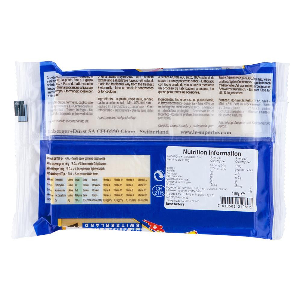 Swiss Cheese Le Gureyere 195g , Frdg1-Cheese - HFM, Harris Farm Markets
 - 2