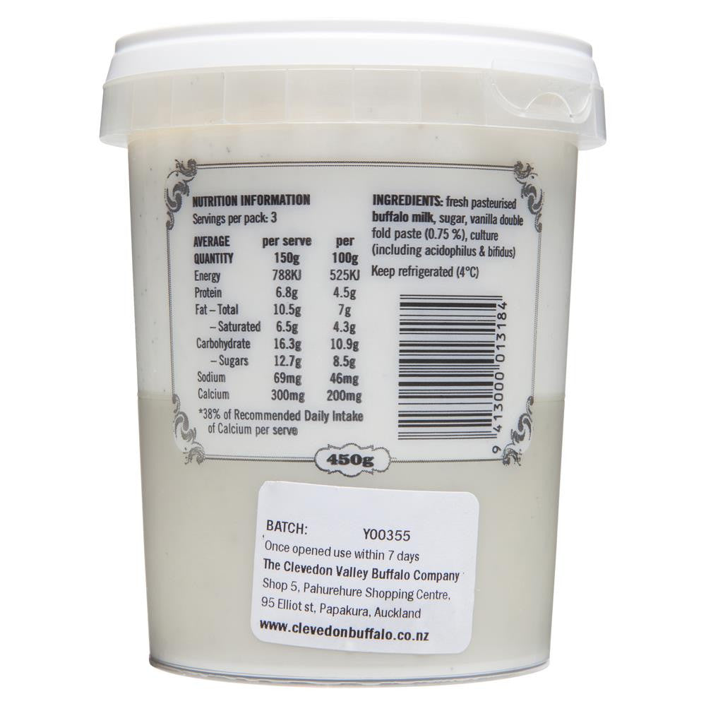 Clevedon Valley Buffalo Yoghurt Vanilla Bean 450g , Frdg2-Dairy - HFM, Harris Farm Markets
 - 2