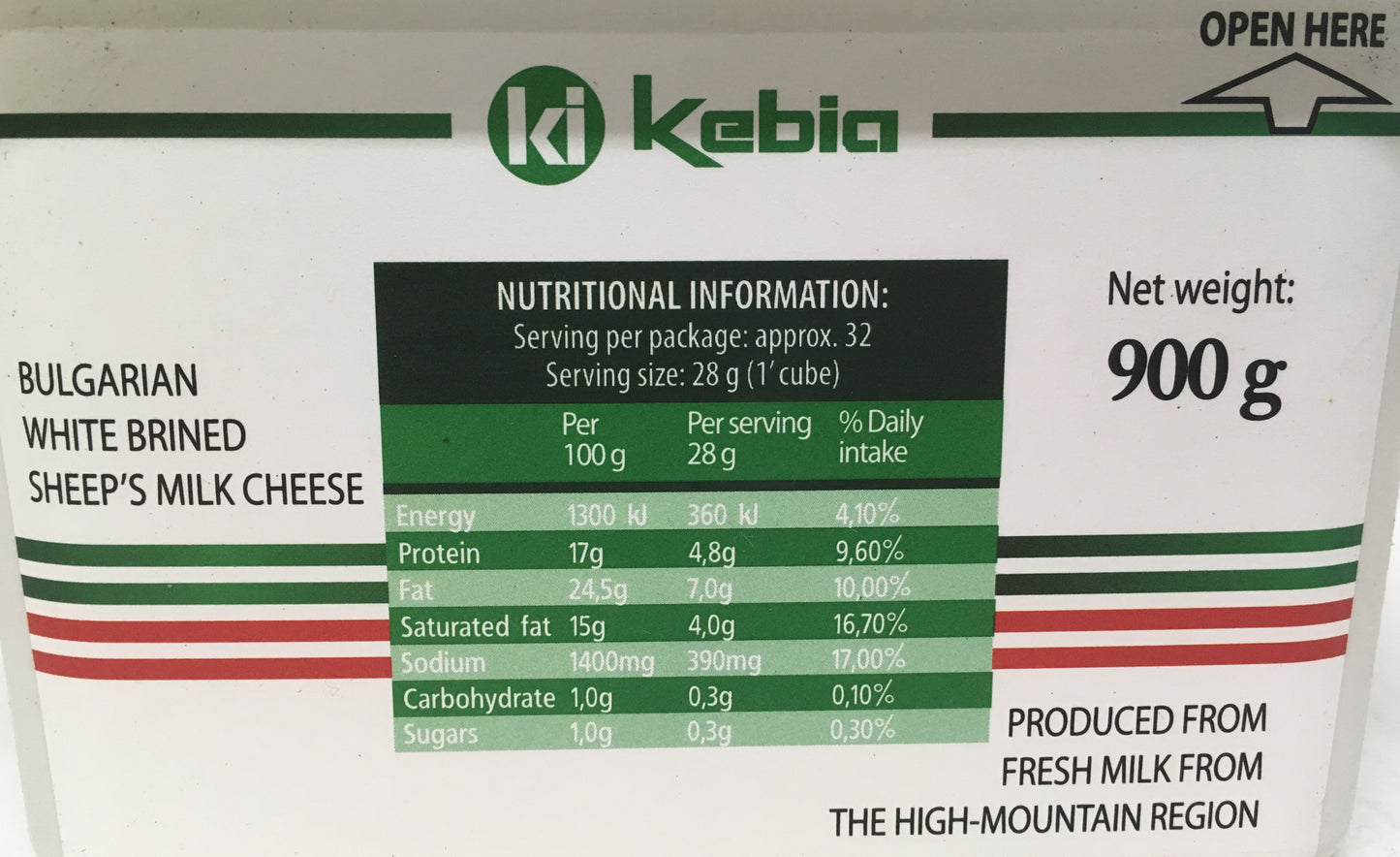 Ki Kebia Bulgarian Sheep's Feta Style Cheese 900g