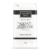 Meredith Dairy - Goat Cheese - Fresh Che'vre - Dusted with Ash Dusting with Ash helps to balance acidity and harmonise flavour while preserving the beautiful creamy interior of fresh Goat Cheese. | Harris Farm Online